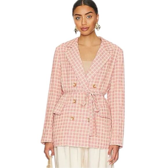 Olivia Gingham Blazer in Pink FREE PEOPLE - Picture 1 of 2